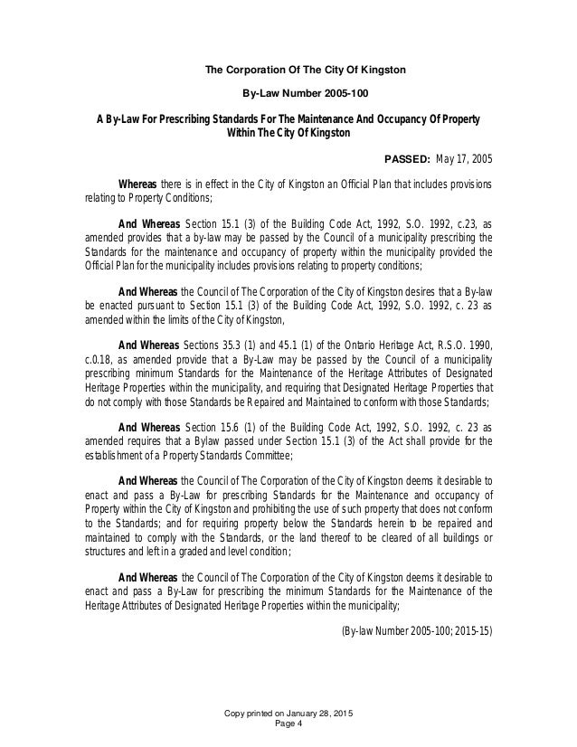 City Of Kingston Property Standards City Of Kingston Property Standards