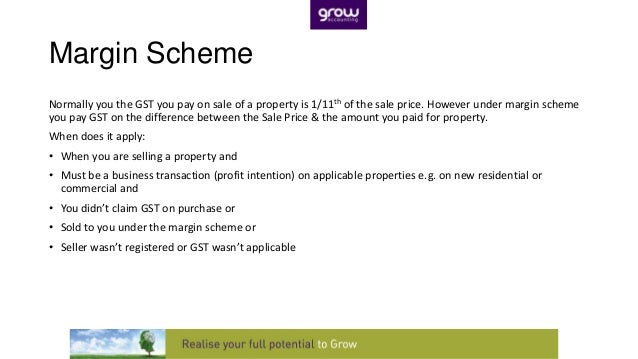 gst and margin scheme Margin scheme gst.