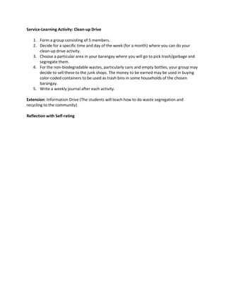Community Clean Up Worksheet.pdf Proper waste management at home | PDF