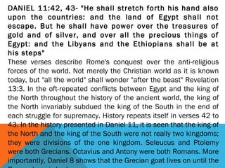 There are several items on this gold medal which are designed to please the pope.
1. Christ is in a Catholic stance, like the Vatican painting by Francis de Assisi, and
idols. His beard is forked.
2. This Christ has no crown on his head. The one in Revelation 19:12 does.
3. It appears that Jesus is standing on the summit of a mountain like Satan will when
personating Christ. The true Christ will not touch the earth when he returns.
4. There is a cloud with nine lightning bolts extending from it, just as mystery
religions and the medieval papacy used. It was a symbol of Satan in the mysteries.
5. There are eight angels. Eight is the symbol of the sun day.
6. The angels are shown facing toward and worshiping Christ, after he has arrived on
earth. (They should be shown as facing the earth with Jesus as they come toward it.)
7. The Christ in Rev. 1:16 has seven stars in his hand. This Christ has six on each
side.
8. The Maltese cross is a Vatican symbol. Typically, this has four equal rays
flowing outward from a central sun. Each ray expands in width as it radiates outward
and terminates in two horns, producing an eight-pointed cross. It is thus a sun
symbol in two ways (the radiating sun, and the eight points.)
9. THE FOURTH COMMANDMENT READS THE SAME WAY THE PAPACY
ATTEMPTED TO CHANGE IT–the way the third commandment is quoted in the
Convert’s Catechism of Catholic Doctrine. When the Catholic Church changed
the Sabbath Commandment, what did they change it to? They used the exact
wording given on the back of the gold medal.
 