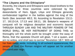 Samuele Bacchiocchi, noted Adventist scholar and author of
various books on current denominational issues, now claims he
is convinced that the Antichrist of Bible prophecy includes Islam
as well as the Roman papacy, and that -- in his view -- the
stated characteristics of Daniel's little-horn power more
accurately reflect Islam than the papacy, specifically with
regard to the uprooting of the three horns (Dan. 7:8, 24) and
the "time and times and the dividing of time" (Dan. 7:25) during
which this power would rule (2).
While he insists that he still holds the papacy to comprise the
prophesied Antichrist, at least in part, he raises serious doubts
about the veracity of 538 as the starting point for the 1,260-day
prophecy (3). He likewise claims that Adventism's historic view
regarding the uprooting of the three horns in Daniel 7:8, 24 is
historically inaccurate (4). And he now views the 1,260-day
prophecy itself as an inexact illustrative device, calling to mind
past periods of sacred history but not necessarily foretelling a
future time of precisely-fulfilled dates (5).
 