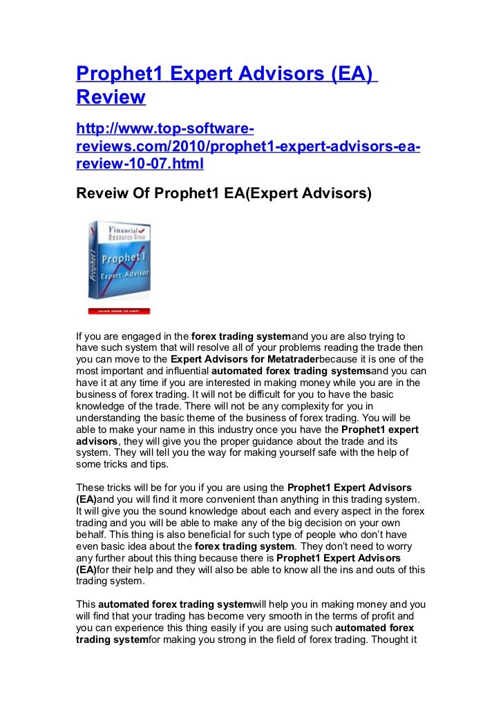 Prophet1 forex expert advisor