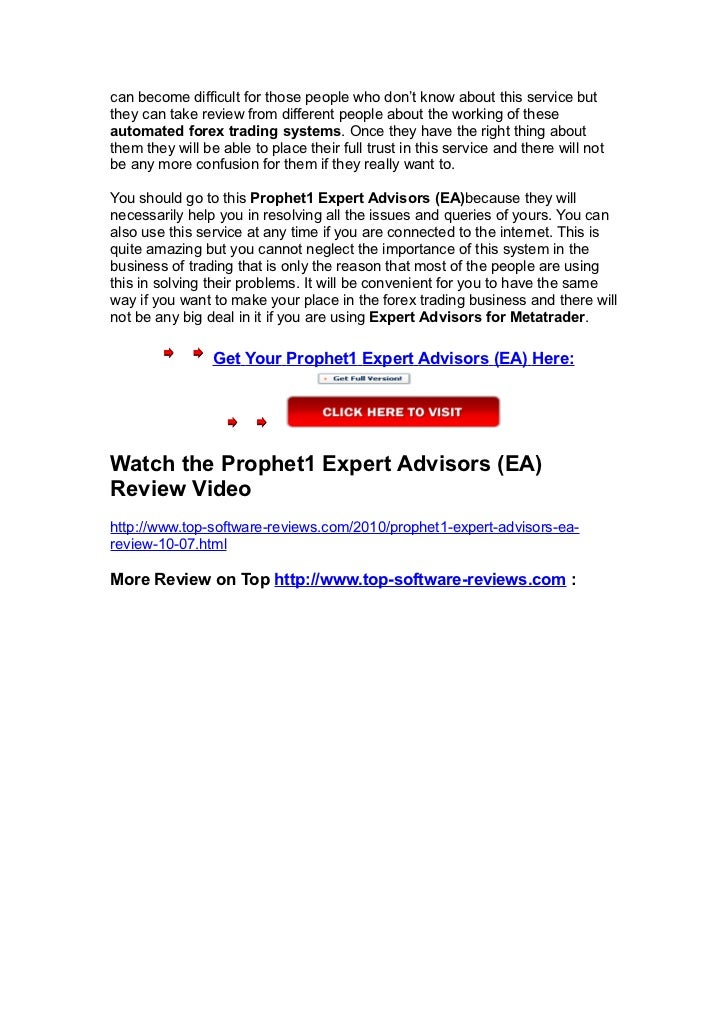 Prophet1 forex expert advisor