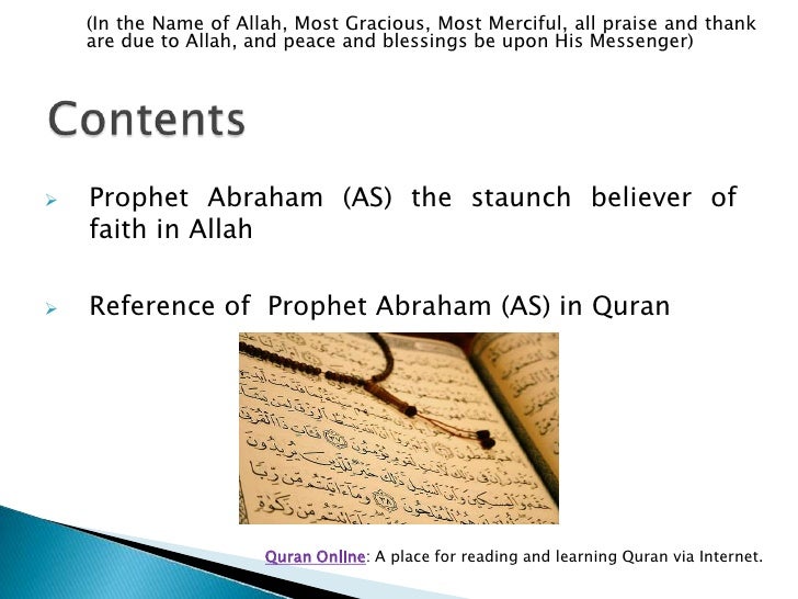 Prophet abraham (a.s) in the quran