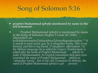 Muhammadim Prophet muhammad in the bible by rachidm | PPTX