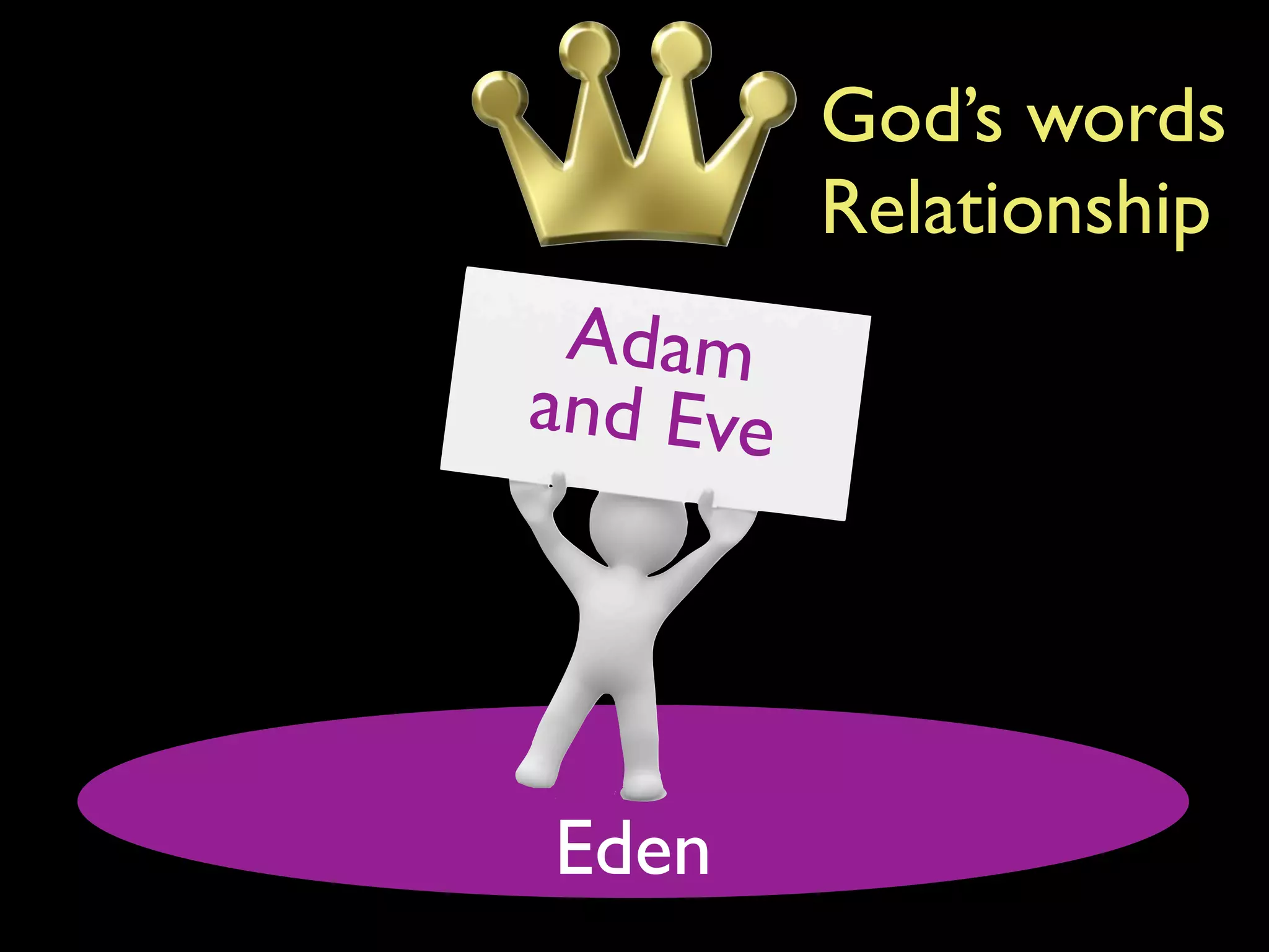 God’s words
          Relationship
 Adam
and Eve




Eden
 