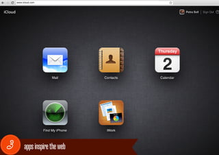www.icloud.com




3        apps inspire the web
 