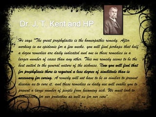 He says "The great prophylactic is the homeopathic remedy. After
working in an epidemic for a few weeks, you will find perhaps that half
a dozen remedies are daily indicated and one in these remedies in a
larger number of cases than any other. This one remedy seems to be the
best suited to the general nature of the sickness. Now you will find that
for prophylaxis there is required a less degree of similitude than is
necessary for curing. A remedy will not have to be so similar to prevent
disease as to cure it, and these remedies in daily use will enable you to
prevent a large number of people from becoming sick. We must look to
homeopathy for our protection as well as for our cure".
 