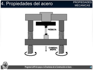 PROPIEDADES
4. Propiedades del acero             MECANICAS




                Ensayo a tracción
 