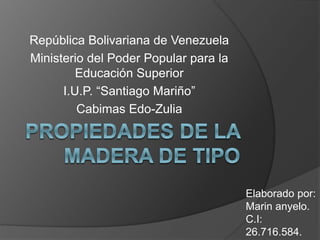 República Bolivariana de Venezuela
Ministerio del Poder Popular para la
Educación Superior
I.U.P. “Santiago Mariño”
Cabimas Edo-Zulia
Elaborado por:
Marin anyelo.
C.I:
26.716.584.
 