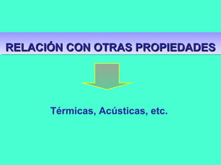 Térmicas, Acústicas, etc.
RELACIÓN CON OTRAS PROPIEDADESRELACIÓN CON OTRAS PROPIEDADESRELACIÓN CON OTRAS PROPIEDADESRELACIÓN CON OTRAS PROPIEDADES
 