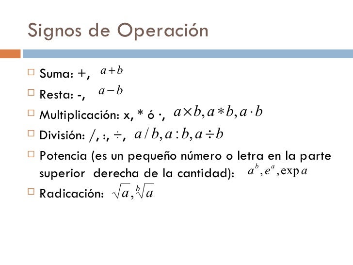Resultado de imagen para signos de operacion