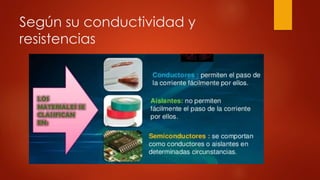 Según su conductividad y
resistencias
 