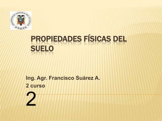 Propiedades Físicas del Suelo Ing. Agr. Francisco Suárez A. 2 curso 2 