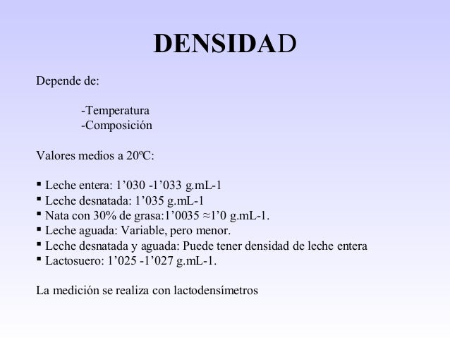 Propiedades fisicas de la leche