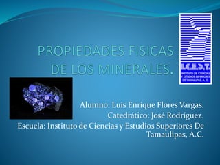 Alumno: Luis Enrique Flores Vargas.
Catedrático: José Rodríguez.
Escuela: Instituto de Ciencias y Estudios Superiores De
Tamaulipas, A.C.
 