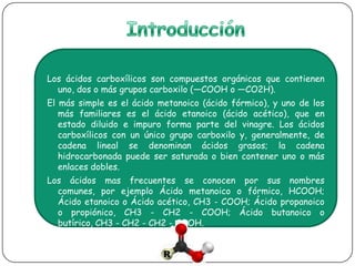 Propiedades físicas y químicas de los ácidos carboxílicos