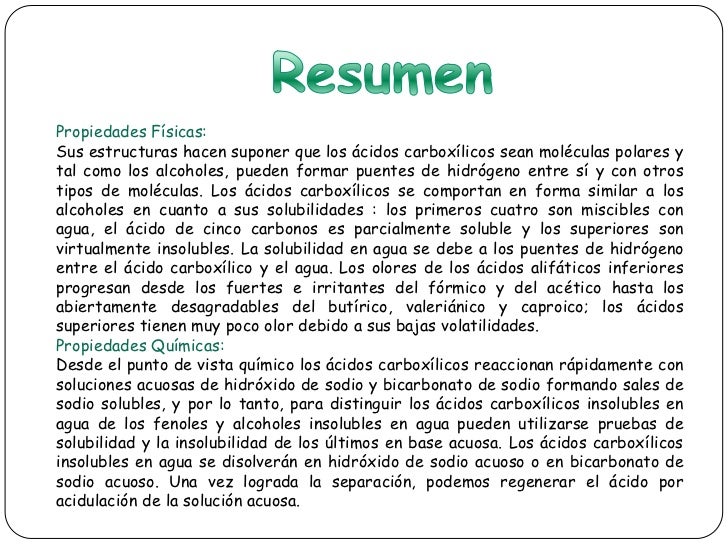 Propiedades físicas y químicas de los ácidos carboxílicos