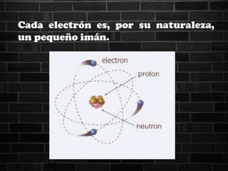 Cada electrón es, por su naturaleza,
un pequeño imán.
 