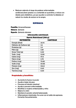 Propiedades Nutritivas de los Alimentos | PDF
