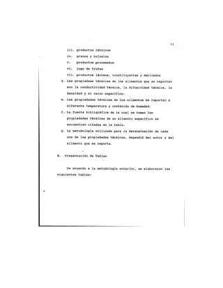 Propiedades térmicas de algunos alimentos