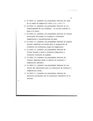 Propiedades térmicas de algunos alimentos