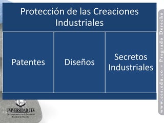 Protección de las Creaciones
          Industriales


                        Secretos
Patentes    Diseños
                      Industriales
 