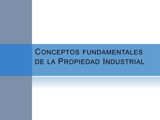 CONCEPTOS FUNDAMENTALES
DE LA PROPIEDAD INDUSTRIAL
 