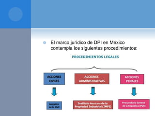  El marco jurídico de DPI en México
contempla los siguientes procedimientos:
 
