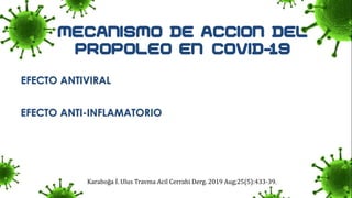 EFECTO ANTIVIRAL
EFECTO ANTI-INFLAMATORIO
Karaboğa İ. Ulus Travma Acil Cerrahi Derg. 2019 Aug;25(5):433-39.
 