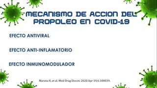 EFECTO ANTIVIRAL
EFECTO ANTI-INFLAMATORIO
EFECTO INMUNOMODULADOR
Maruta H, et al. Med Drug Discov. 2020 Apr 19;6:100039.
 