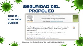 GENERAL
Afsharpour F, et al. Complement Ther Med. 2019 Apr;43:283-88.
DIABETES
EDAD FERTIL
 