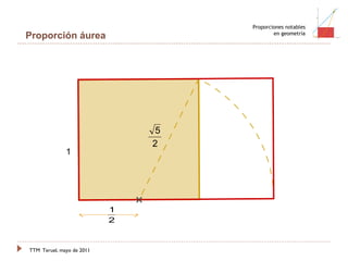 TTM   Teruel, mayo de 2011 Proporciones notables en geometría Proporción áurea 1 