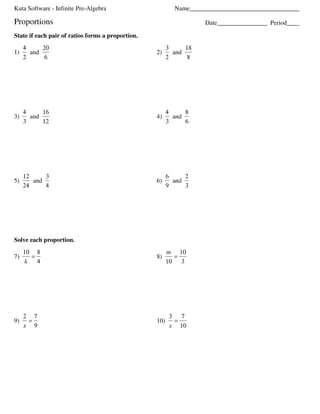 Solving proportions worksheet algebra 1