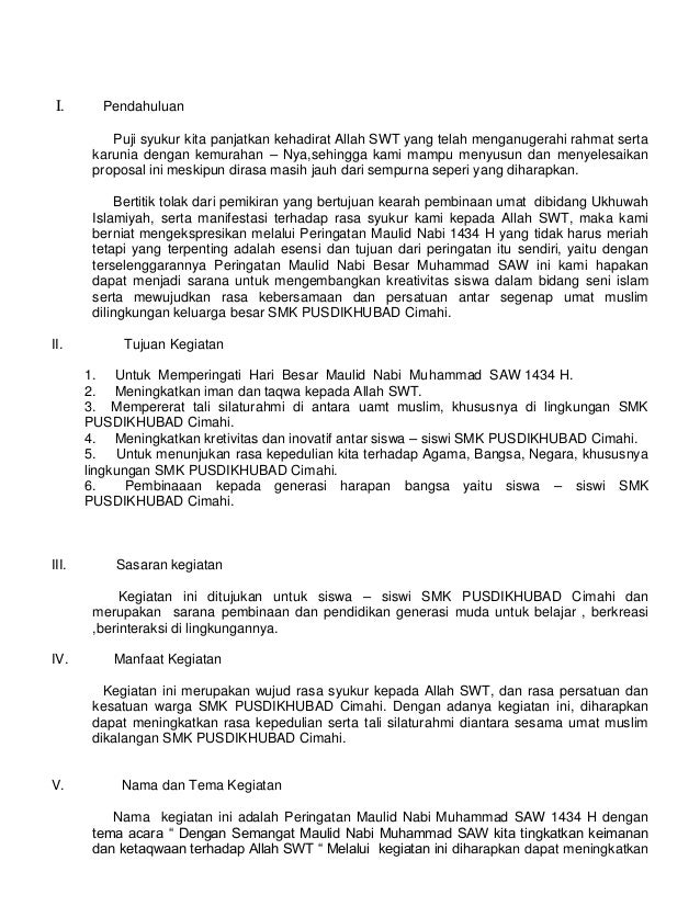 Contoh Proposal Permohonan Dana Kegiatan Maulid Nabi ...