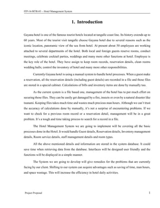 Project Proposal document for Hotel Management System