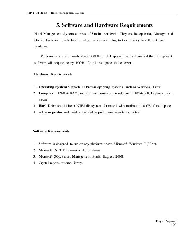 Project Proposal document for Hotel Management System