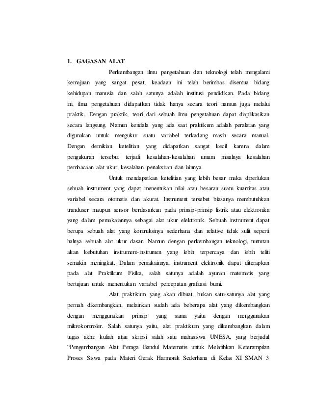 proposal pengembangan alat praktikum bandul matematis