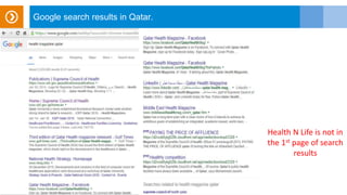 Google search results in Qatar.
Health N Life is not in
the 1st page of search
results
 