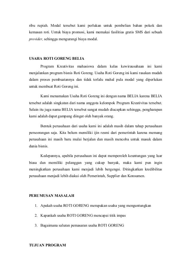 Proposal Usaha Roti Goreng Crispy