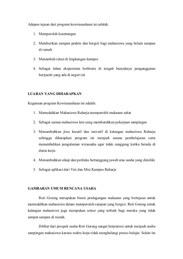 Proposal Kewiurausahaan Makanan 1 Proposal Kewiurausahaan Makanan 1