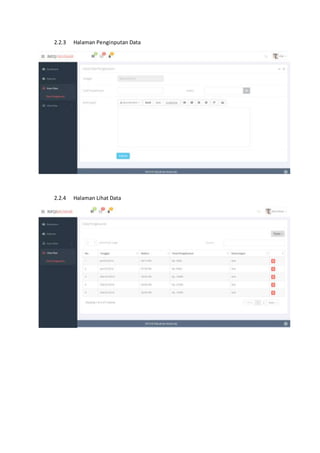 2.2.3 Halaman Penginputan Data
2.2.4 Halaman Lihat Data
 