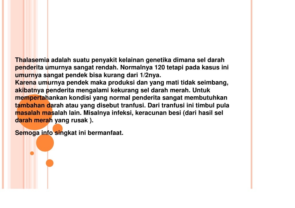 Thalasemia Bisa Disembuhkan