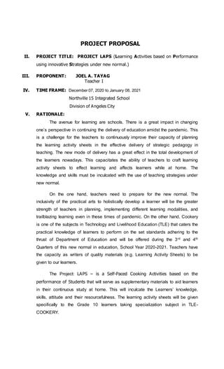 Proposal project LAPS | PDF