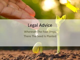 Legal Advice
Wherever The Foot Steps
There The Seed Is Planted
28
 