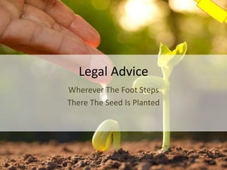 Legal Advice
Wherever The Foot Steps
There The Seed Is Planted
28
 