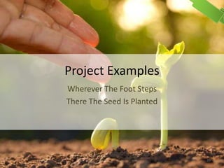 Project Examples
Wherever The Foot Steps
There The Seed Is Planted
39
 