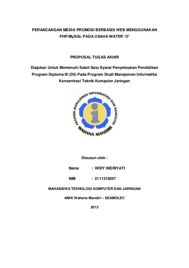 Contoh proposal tugas akhir manajemen informatika berbasis web