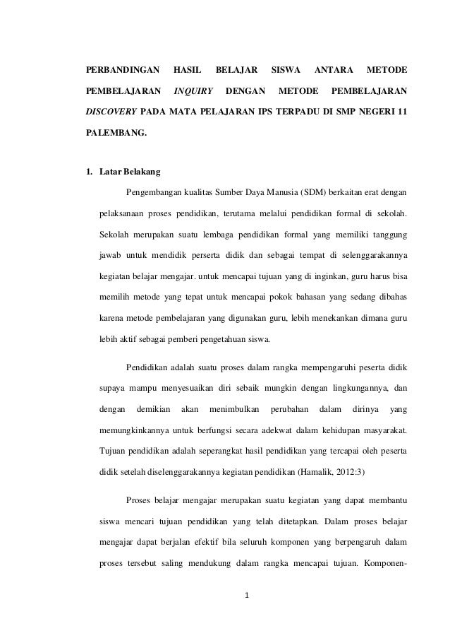 Proposal skripsi metode inquiry dengan metode discovery