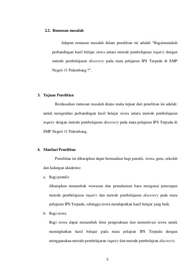 Proposal Skripsi Metode Inquiry Dengan Metode Discovery